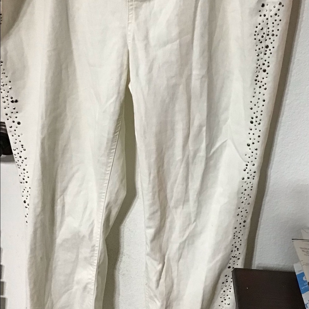 DG2 PLUS SIZE TALL Ivory Sequined Denim
